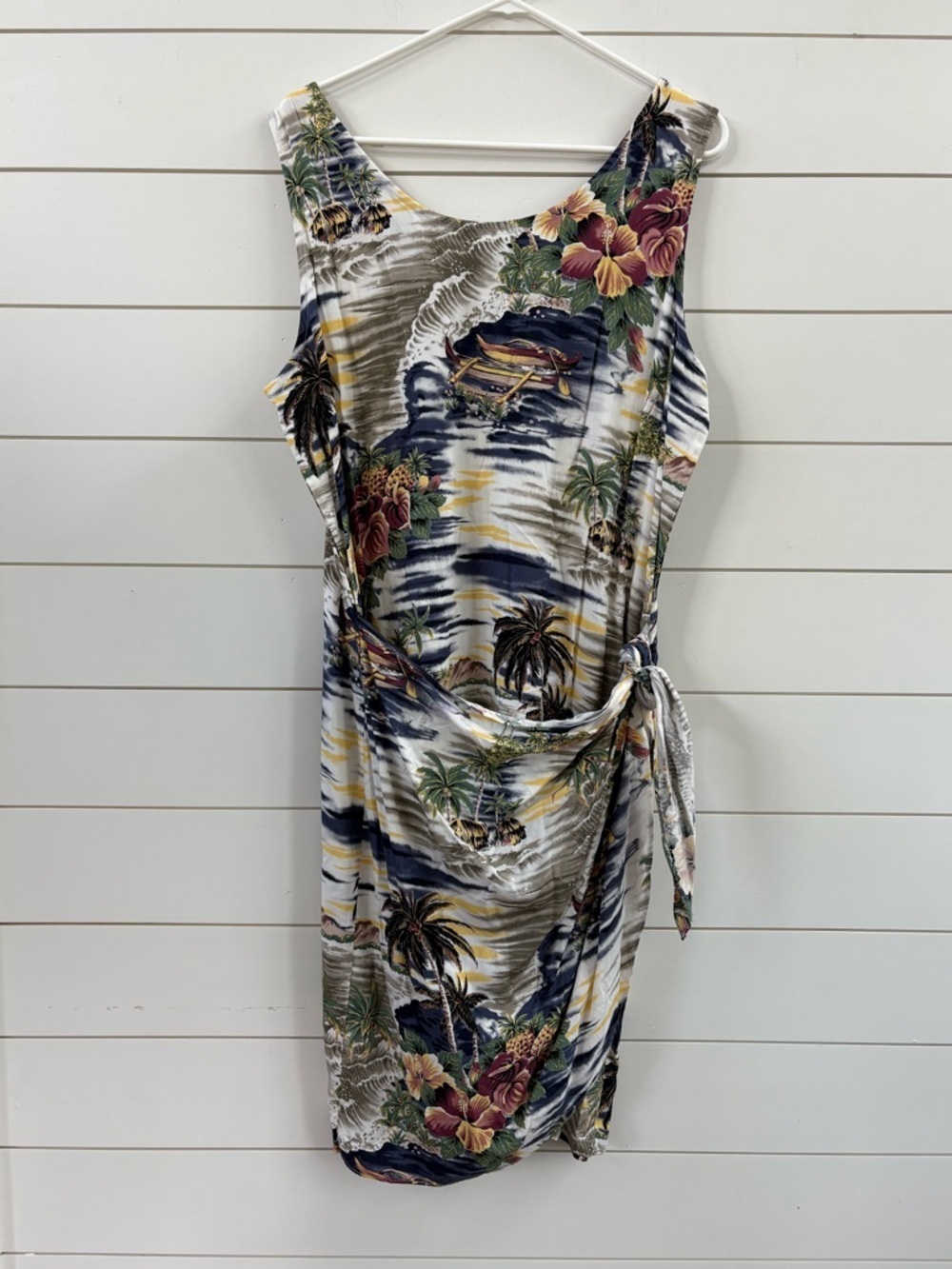 Hilo Hattie Island Print Tie-Waist Midi Dress
